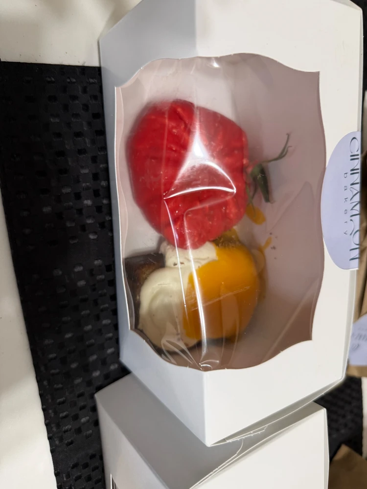 “Tomato” pastry. “Egg on toast”.