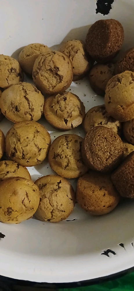 Luke at the muffins I made