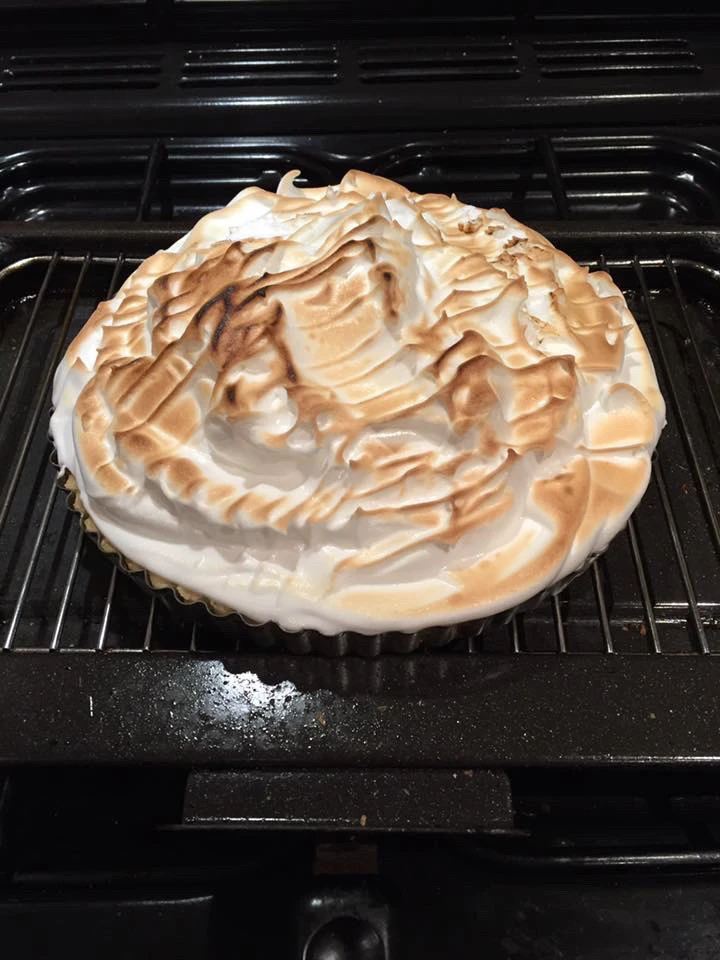 Home Scratch Made. Lemon meringue pie before the After the bake