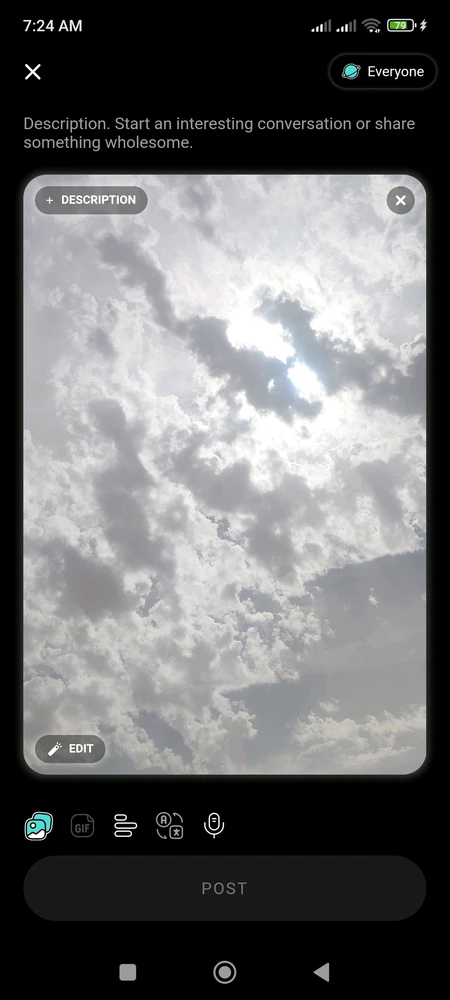 The sky reminds me that even on cloudy days, the light is still there. 
You just have to look for it. 
What's something that 
