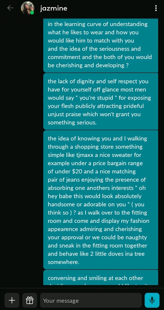 speaking to her as if we were already married she still wasn't following. 