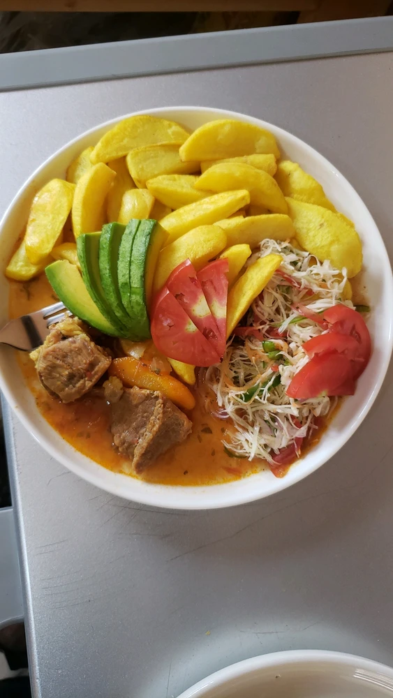 Fried potatoes with simple salads